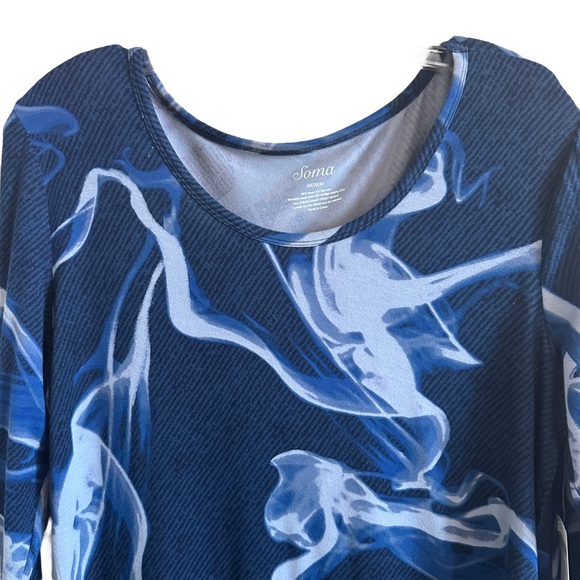 NWT Soma Soft Jersey Shirt Tail Tunic Top Size M Vapor Navy Print - Picture 5 of 15